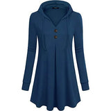Women's Long Sleeve Hooded Tunic Tops Blue Women's Tops - Tophatter Daily Deals