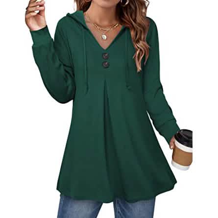 Women's Long Sleeve Hooded Tunic Tops Women's Tops - Tophatter Daily Deals