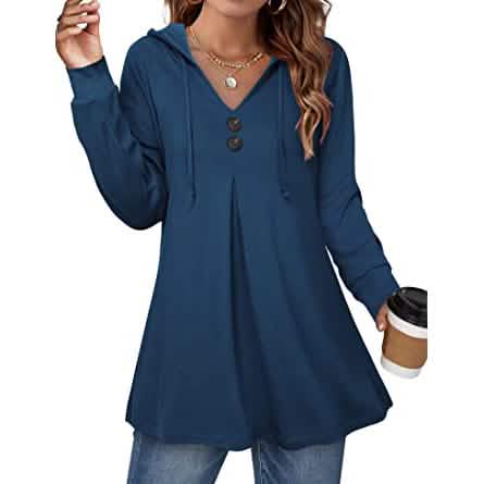 Women's Long Sleeve Hooded Tunic Tops Women's Tops - Tophatter Daily Deals