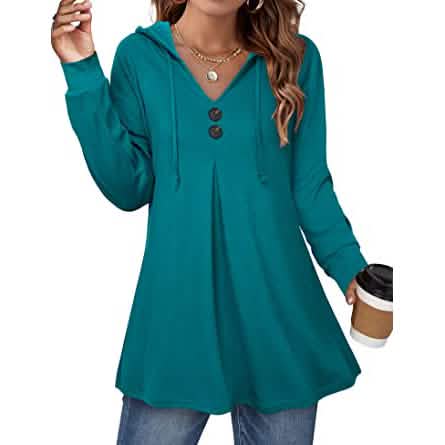 Women's Long Sleeve Hooded Tunic Tops Women's Tops - Tophatter Daily Deals