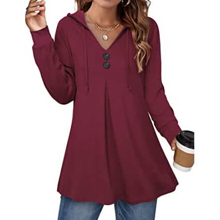 Women's Long Sleeve Hooded Tunic Tops Women's Tops - Tophatter Daily Deals