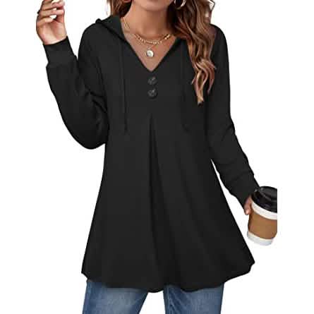 Women's Long Sleeve Hooded Tunic Tops Women's Tops - Tophatter Daily Deals