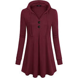 Women's Long Sleeve Hooded Tunic Tops Red Women's Tops - Tophatter Daily Deals