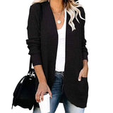 Women's Long Sleeve Knit Cardigan Sweater Black Women's Outerwear - Tophatter Daily Deals