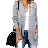 Women's Long Sleeve Knit Cardigan Sweater Gray Women's Outerwear - Tophatter Daily Deals