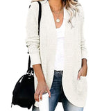 Women's Long Sleeve Knit Cardigan Sweater White Women's Outerwear - Tophatter Daily Deals