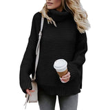 Women's Long Sleeve Knit Pullover Chunky Turtleneck Sweater Top Black Women's Tops - Tophatter Daily Deals