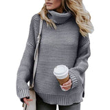 Women's Long Sleeve Knit Pullover Chunky Turtleneck Sweater Top Gray Women's Tops - Tophatter Daily Deals