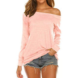 Women's Long Sleeve Off Shoulder Top Pink Women's Tops - Tophatter Daily Deals