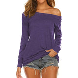 Women's Long Sleeve Off Shoulder Top Purple Women's Tops - Tophatter Daily Deals