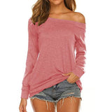 Women's Long Sleeve Off Shoulder Top Watermelon Red Women's Tops - Tophatter Daily Deals