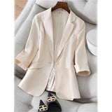 Women's Long Sleeve Pocket Casual Blazer Apricot Women's Outerwear - Tophatter Daily Deals