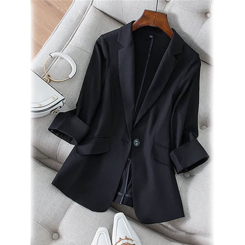 Women's Long Sleeve Pocket Casual Blazer Black Women's Outerwear - Tophatter Daily Deals