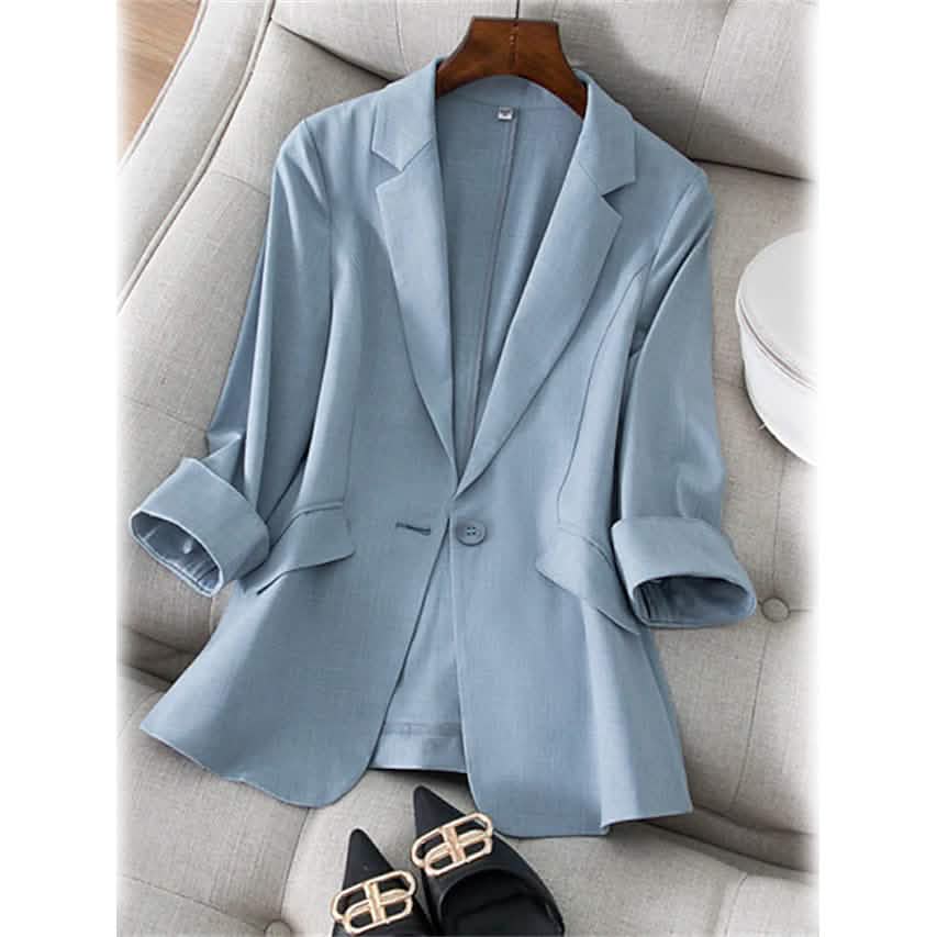 Women's Long Sleeve Pocket Casual Blazer Blue Women's Outerwear - Tophatter Daily Deals