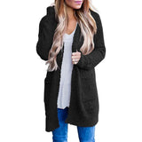 Women's Long Sleeve Soft Chunky Knit Sweater Coat Black Women's Outerwear - Tophatter Daily Deals