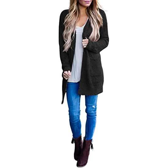Women's Long Sleeve Soft Chunky Knit Sweater Coat Women's Outerwear - Tophatter Daily Deals