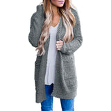Women's Long Sleeve Soft Chunky Knit Sweater Coat Gray Women's Outerwear - Tophatter Daily Deals