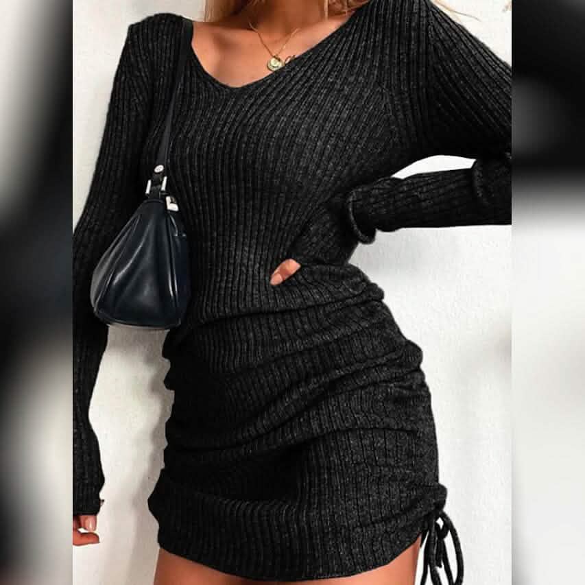 Women's Long Sleeve Sweater Dress Black Women's Dresses - Tophatter Daily Deals