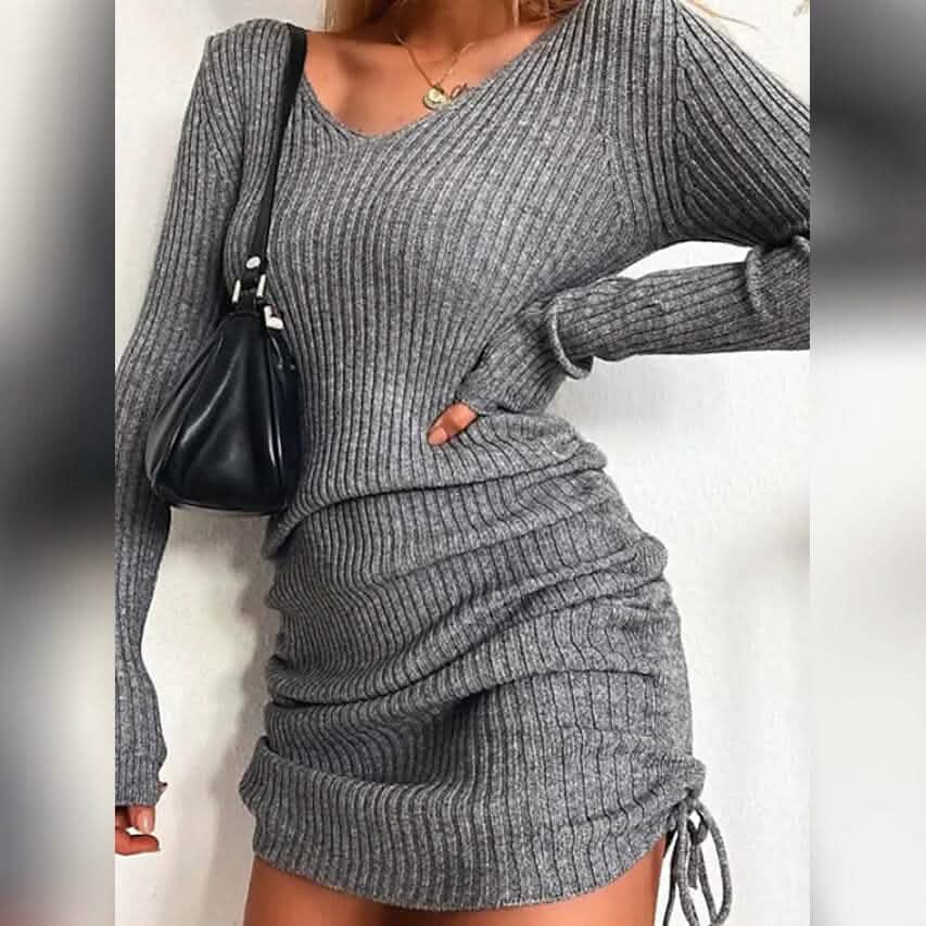 Women's Long Sleeve Sweater Dress Gray Women's Dresses - Tophatter Daily Deals