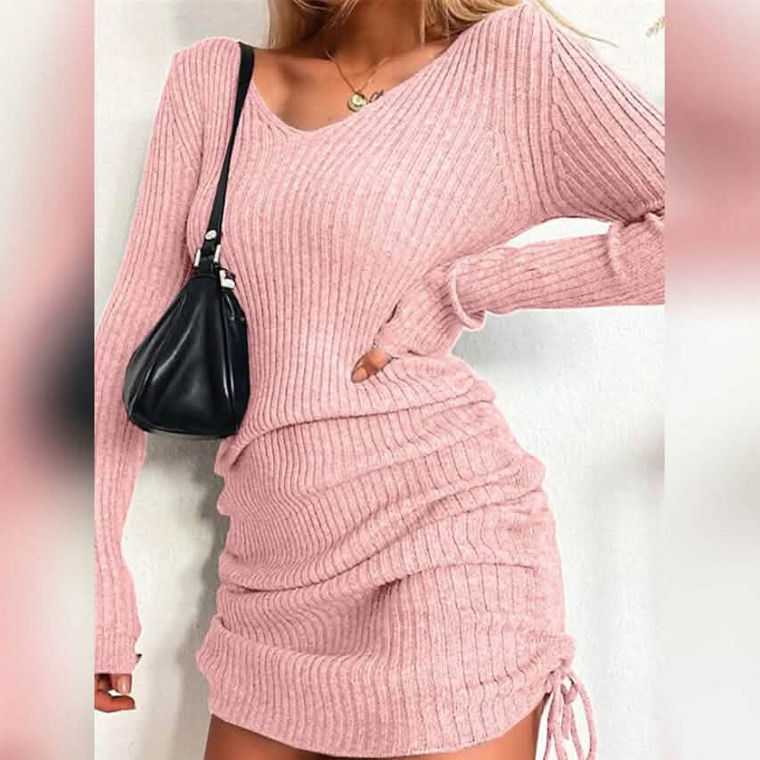 Women's Long Sleeve Sweater Dress Pink Women's Dresses - Tophatter Daily Deals