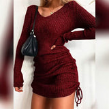 Women's Long Sleeve Sweater Dress Wine Red Women's Dresses - Tophatter Daily Deals