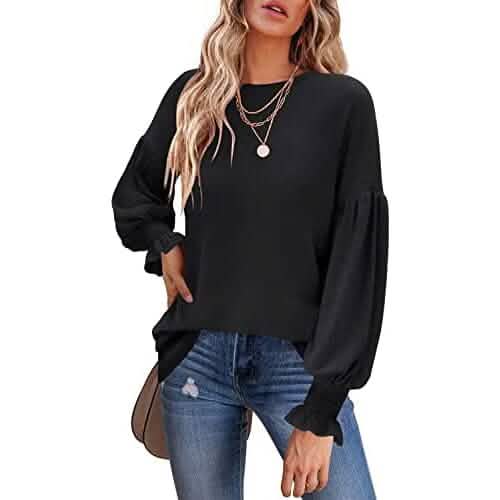 Women's Long Sleeve Top Black Women's Tops - Tophatter Daily Deals