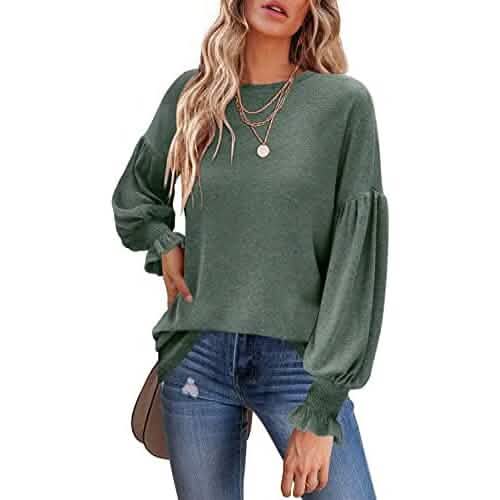Women's Long Sleeve Top Green Women's Tops - Tophatter Daily Deals