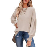 Women's Long Sleeve Top Oatmeal Women's Tops - Tophatter Daily Deals