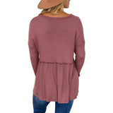 Women's Long Sleeve V Neck Ruffle Babydoll Tunic Tops Women's Tops - Tophatter Daily Deals