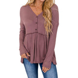 Women's Long Sleeve V Neck Ruffle Babydoll Tunic Tops Women's Tops - Tophatter Daily Deals