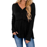 Women's Long Sleeve V Neck Ruffle Babydoll Tunic Tops Women's Tops - Tophatter Daily Deals