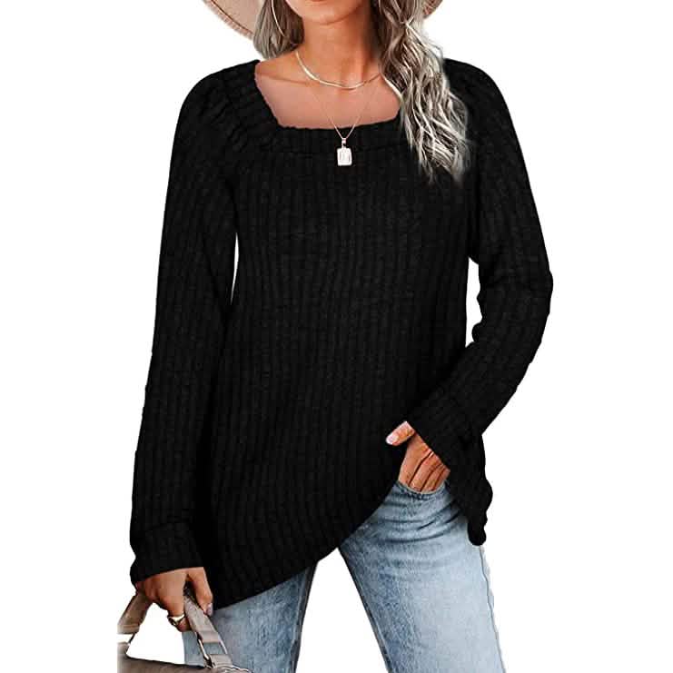 Women's Long Sleeve V Neck Sweater Tops Black Women's Tops - Tophatter Daily Deals