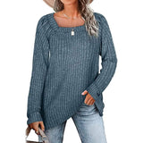 Women's Long Sleeve V Neck Sweater Tops Blue Women's Tops - Tophatter Daily Deals