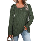 Women's Long Sleeve V Neck Sweater Tops Green Women's Tops - Tophatter Daily Deals
