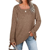 Women's Long Sleeve V Neck Sweater Tops Khaki Women's Tops - Tophatter Daily Deals