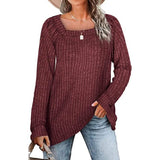 Women's Long Sleeve V Neck Sweater Tops Maroon Women's Tops - Tophatter Daily Deals