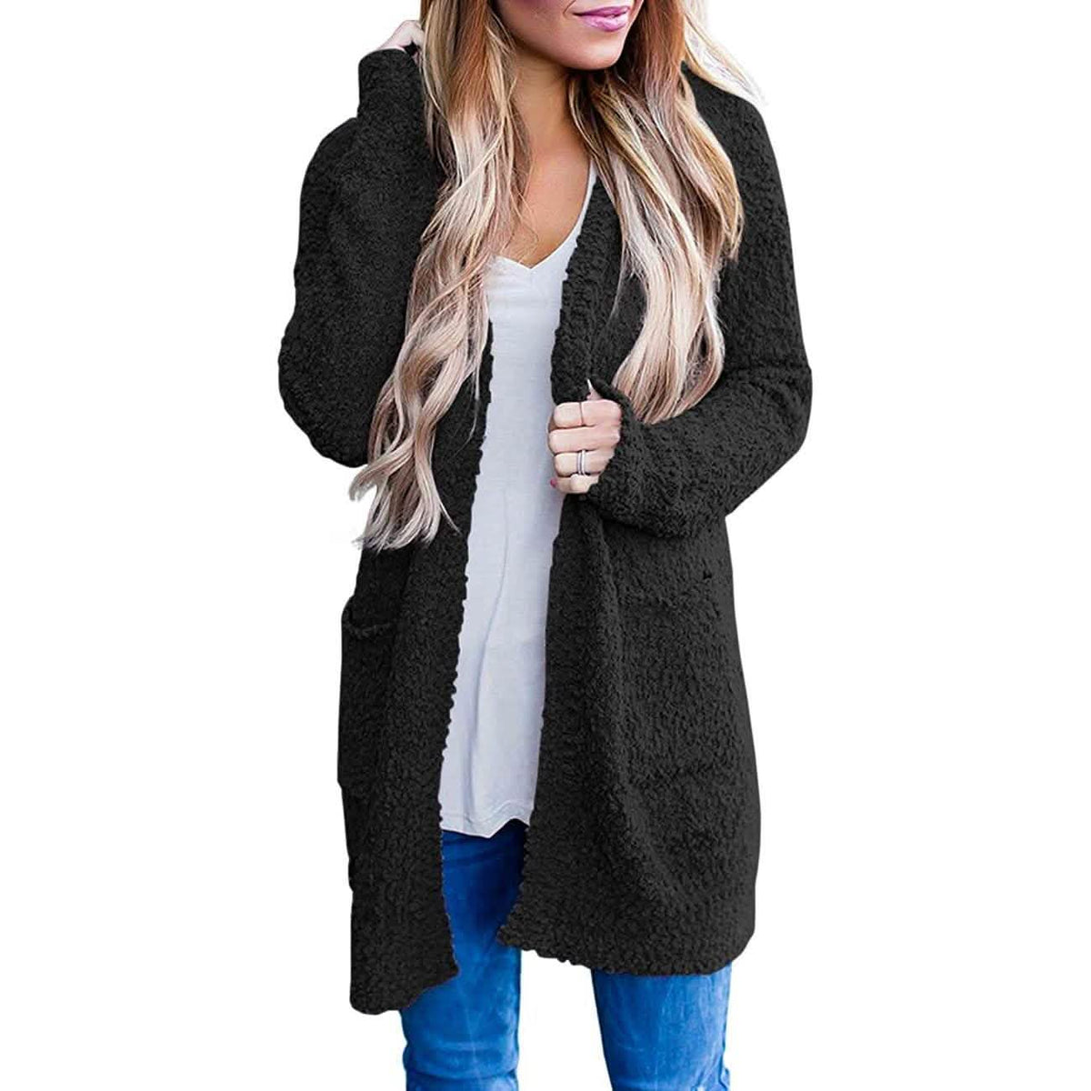 Women's Long-Sleeved Soft Chunky Knitted Sweater Black Women's Outerwear - Tophatter Daily Deals