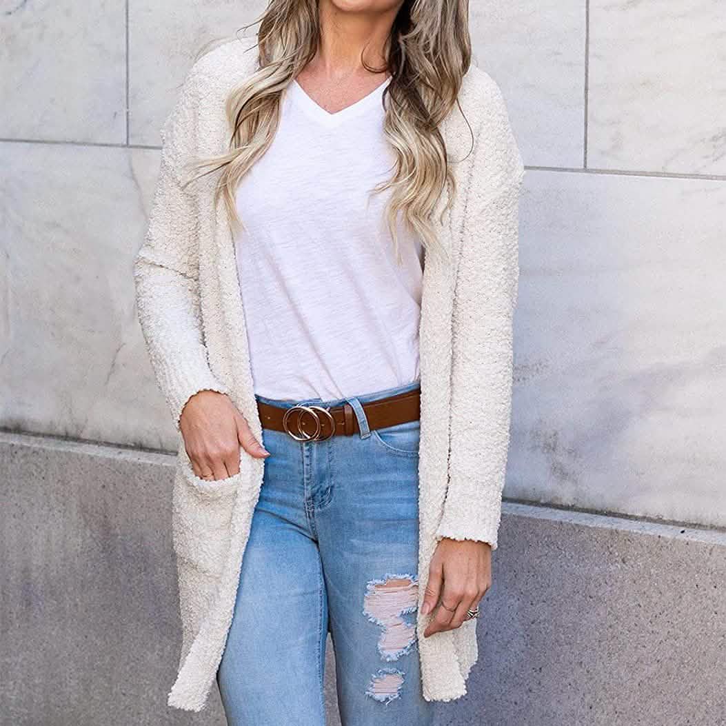 Women's Long-Sleeved Soft Chunky Knitted Sweater Women's Outerwear - Tophatter Daily Deals