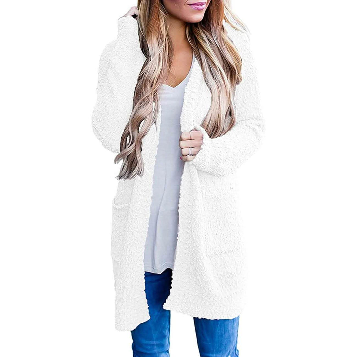 Women's Long-Sleeved Soft Chunky Knitted Sweater White Women's Outerwear - Tophatter Daily Deals