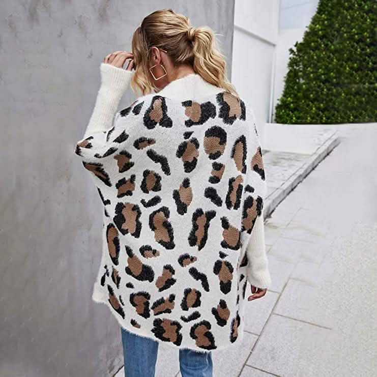 Women's Long Sleeves Leopard Print Knitting Cardigan Women's Outerwear - Tophatter Daily Deals