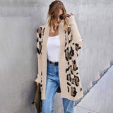 Women's Long Sleeves Leopard Print Knitting Cardigan Women's Outerwear - Tophatter Daily Deals