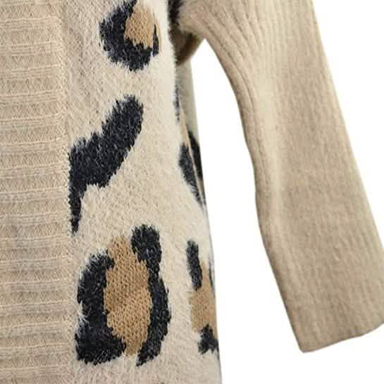 Women's Long Sleeves Leopard Print Knitting Cardigan Women's Outerwear - Tophatter Daily Deals