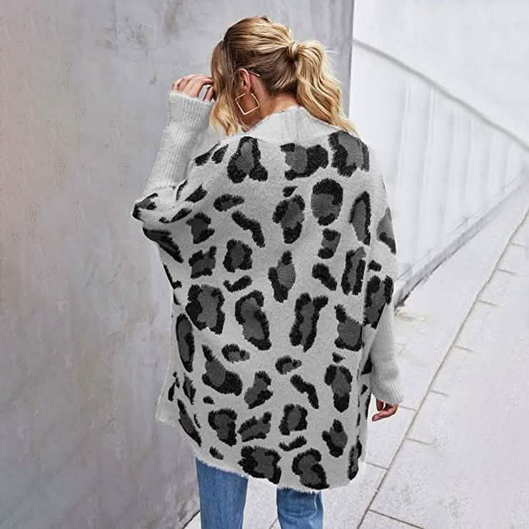 Women's Long Sleeves Leopard Print Knitting Cardigan Women's Outerwear - Tophatter Daily Deals