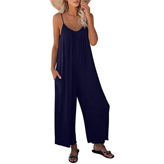 Women's Loose Sleeveless Jumpsuits Blue Women's Dresses - Tophatter Daily Deals