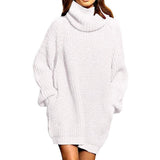 Women's Loose Turtleneck Oversize Long Pullover Sweater Dress White Women's Dresses - Tophatter Daily Deals