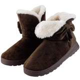 Womens Mid-Calf Winter Shoes with Anti Slip Rubber Base Bowknot Coffee Women's Shoes - Tophatter Daily Deals