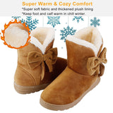 Womens Mid-Calf Winter Shoes with Anti Slip Rubber Base Bowknot Women's Shoes - Tophatter Daily Deals