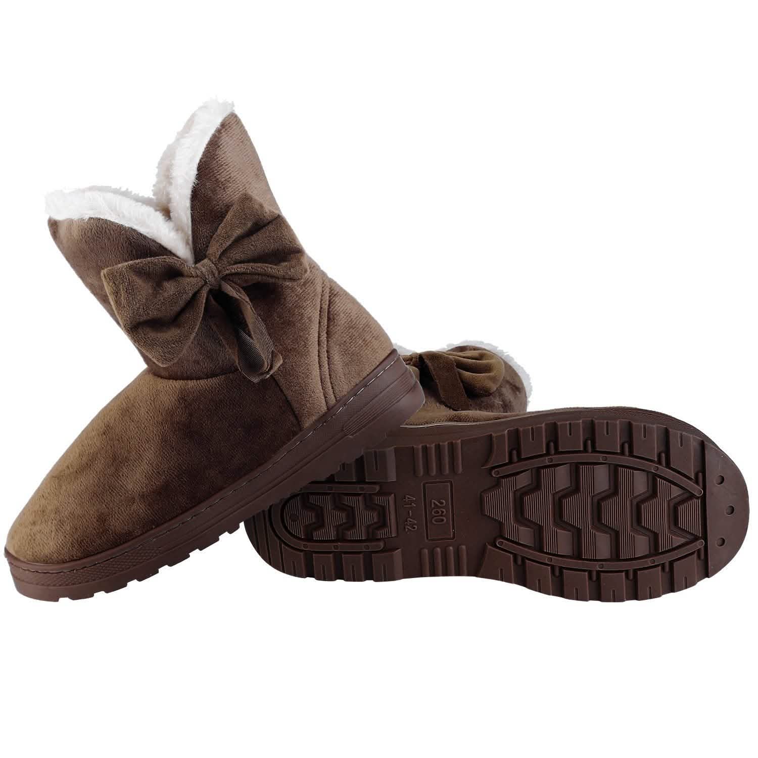 Womens Mid-Calf Winter Shoes with Anti Slip Rubber Base Bowknot Women's Shoes - Tophatter Daily Deals
