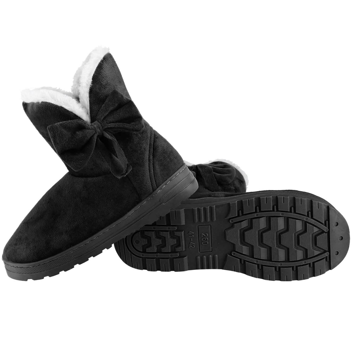 Womens Mid-Calf Winter Shoes with Anti Slip Rubber Base Bowknot Women's Shoes - Tophatter Daily Deals