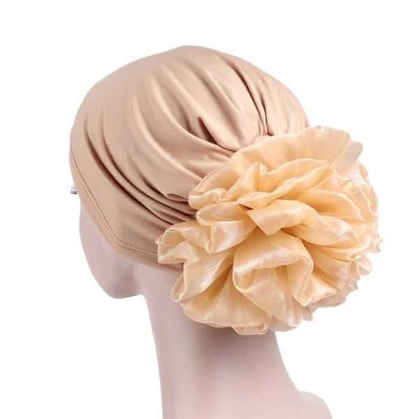 Women's Milk Silk Flower Turban Beige Hats - Tophatter Daily Deals